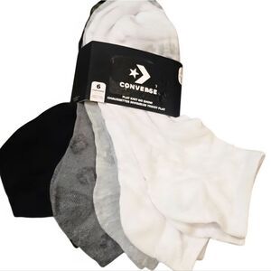 Converse Flat Knit No Show Chevron Embrodried 6-PK Socks